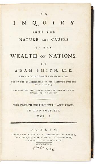 Smith, Adam (1723-1790) An Inquiry into the Nature and Causes of the Wealth of Nations.